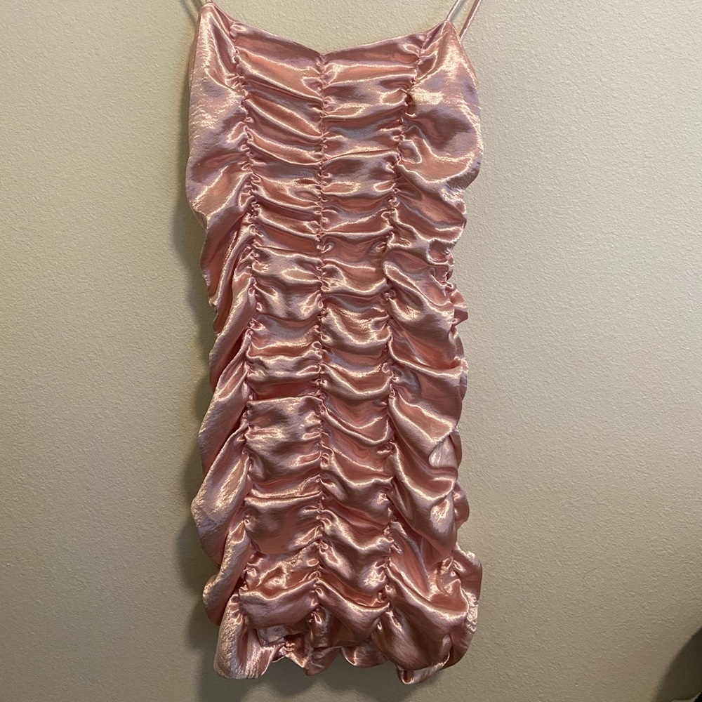 urban outfitters pink ruffled mini dress
